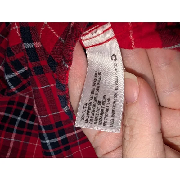 Women's MERONA Red Navy Plaid Button Down Shirt Plus XXL - Picture 3 of 4